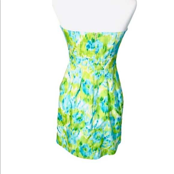 Walter Baker Floral Green Blue Strapless Dress - Picture 8 of 12